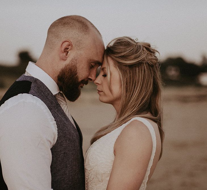 Bride with Groom Wearing Waistcoat