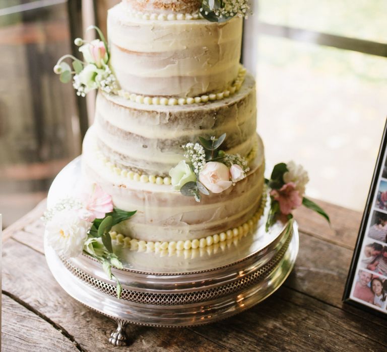 Semi Naked Wedding Cake with Flower Decor