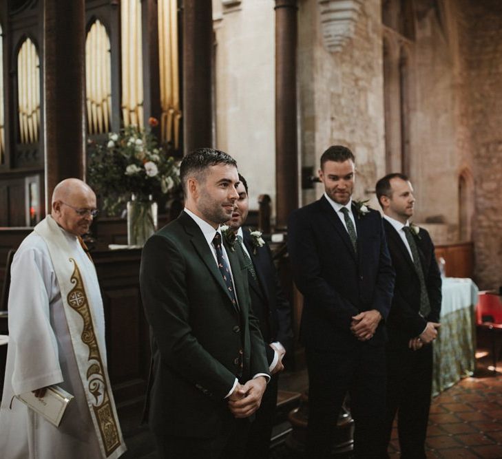 Groom Waits For Bride At Altar