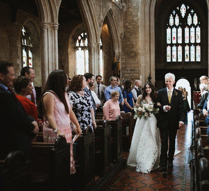 Bride Walks Down The Aisle With Father Of Bride