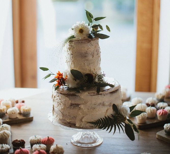 Homemade Wedding Cake With Flower Decoration