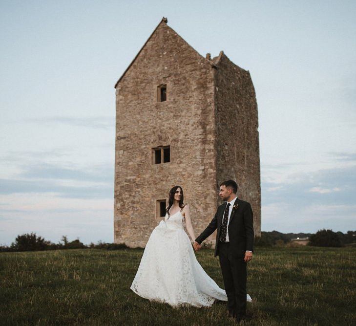 Bride and Groom Portrait in Front of Hauser and Wirth