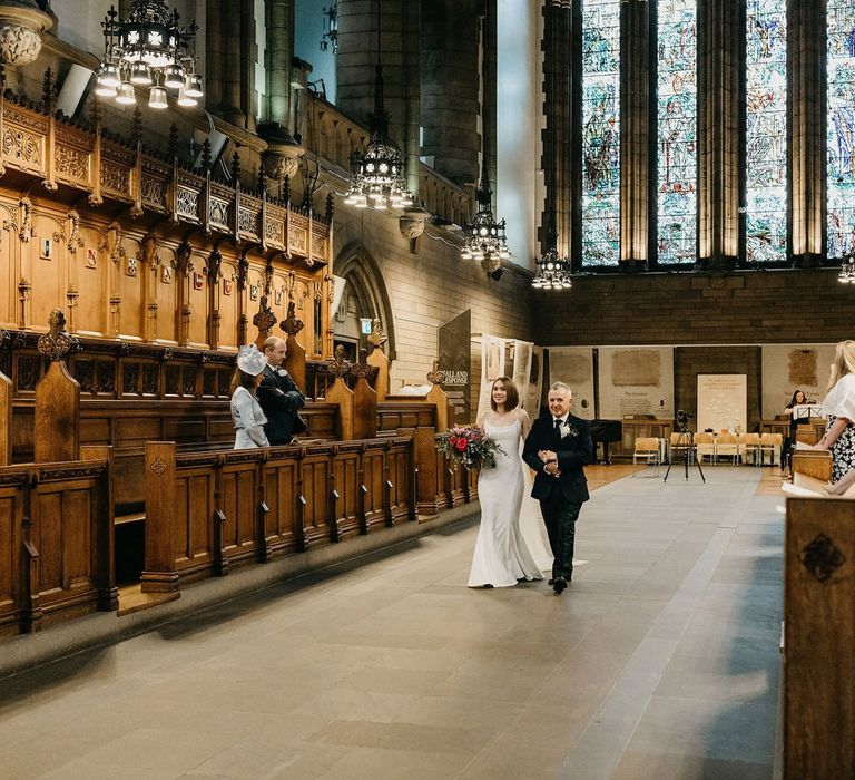 Wedding ceremony bridal entrance at Glasgow University Chapel