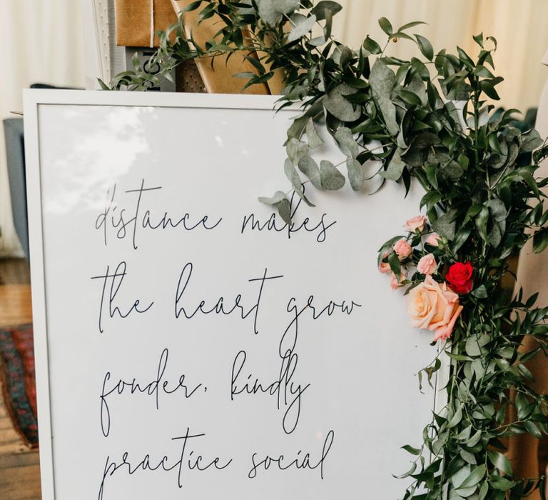 Distance makes the heart grown fonder wedding sign for 2020 wedding