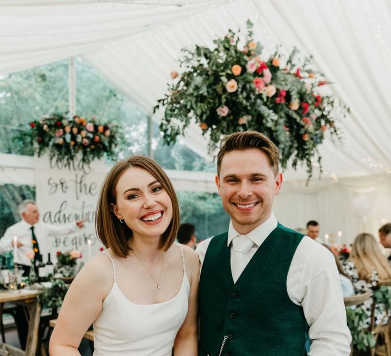 Bride and groom enjoying their buffet wedding breakfast