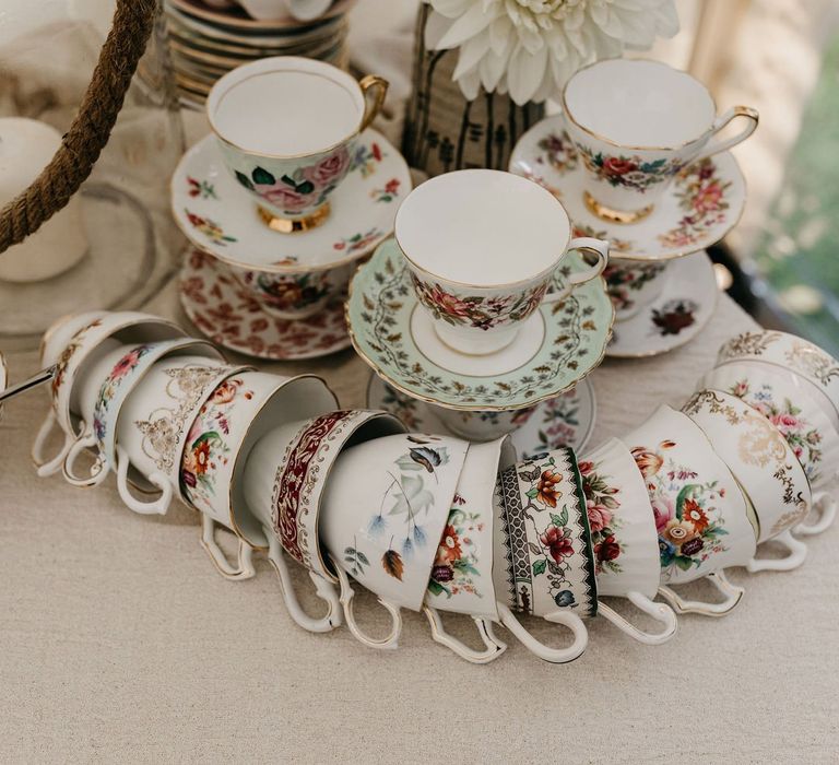 Vintage china tea cups and saucers