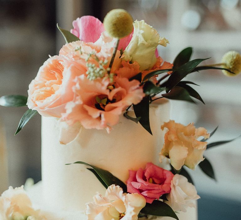 Iced Wedding Cake With Fresh Flowers // Images By Emily &amp; Steve