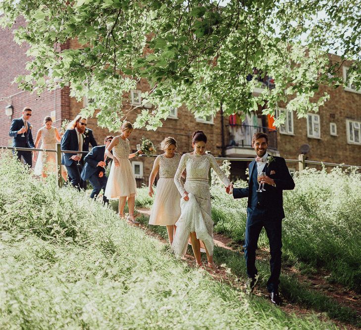 Bride In Long Sleeved Dress By Calla Blanche // Images By Emily &amp; Steve