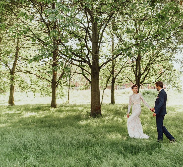 Bride In Long Sleeved Dress By Calla Blanche // Images By Emily &amp; Steve