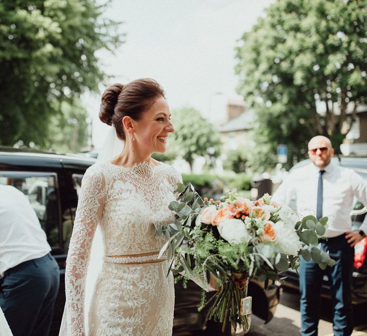 Bride In Long Sleeved Dress By Calla Blanche // Images By Emily &amp; Steve