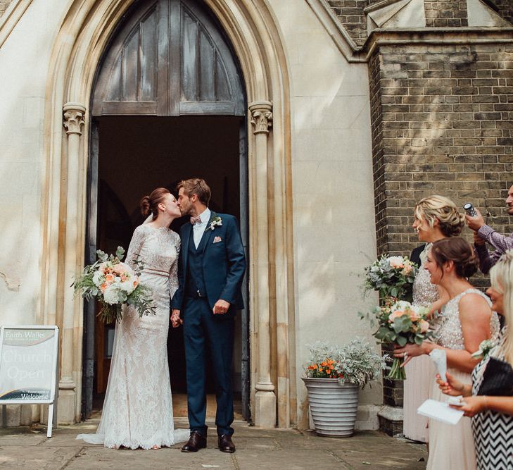 Bride In Long Sleeved Dress By Calla Blanche // Images By Emily &amp; Steve