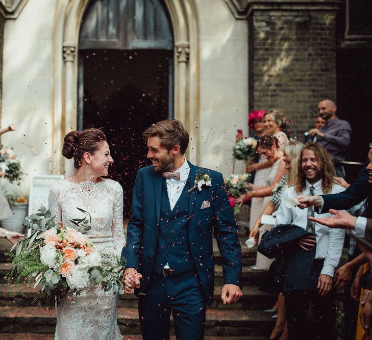 Bride In Long Sleeved Dress By Calla Blanche // Images By Emily &amp; Steve