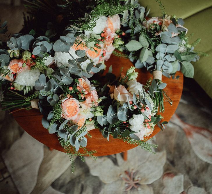 Peach David Austen Rose Wedding Bouquet // Images By Emily &amp; Steve