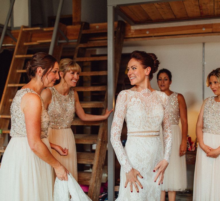 Bride In Long Sleeved Dress By Calla Blanche // Images By Emily &amp; Steve