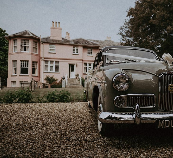 Vintage Wedding Car in Front of Isle of Wight Wedding Venue