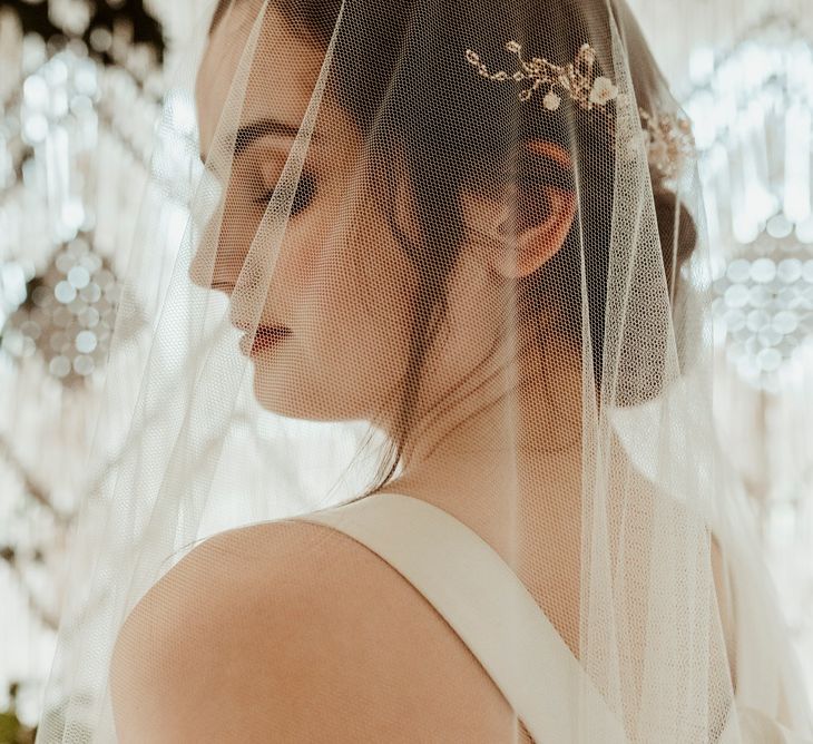 Bride in Half Penny London Gown &amp; Veil | Classical Springtime Romance Inspiration at Butley Priory by Brown Birds Weddings | Jess Soper Photography