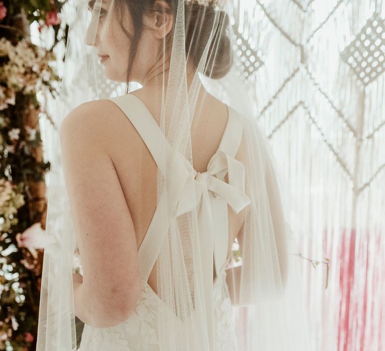 Bride in Half Penny London Gown &amp; Veil | Classical Springtime Romance Inspiration at Butley Priory by Brown Birds Weddings | Jess Soper Photography