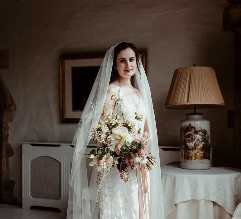 Wedding Morning Bridal Preparations | Bride in Half Penny London Gown &amp; Veil | Classical Springtime Romance Inspiration at Butley Priory by Brown Birds Weddings | Jess Soper Photography