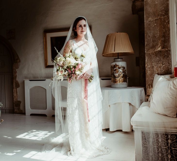 Wedding Morning Bridal Preparations | Bride in Half Penny London Gown &amp; Veil | Classical Springtime Romance Inspiration at Butley Priory by Brown Birds Weddings | Jess Soper Photography