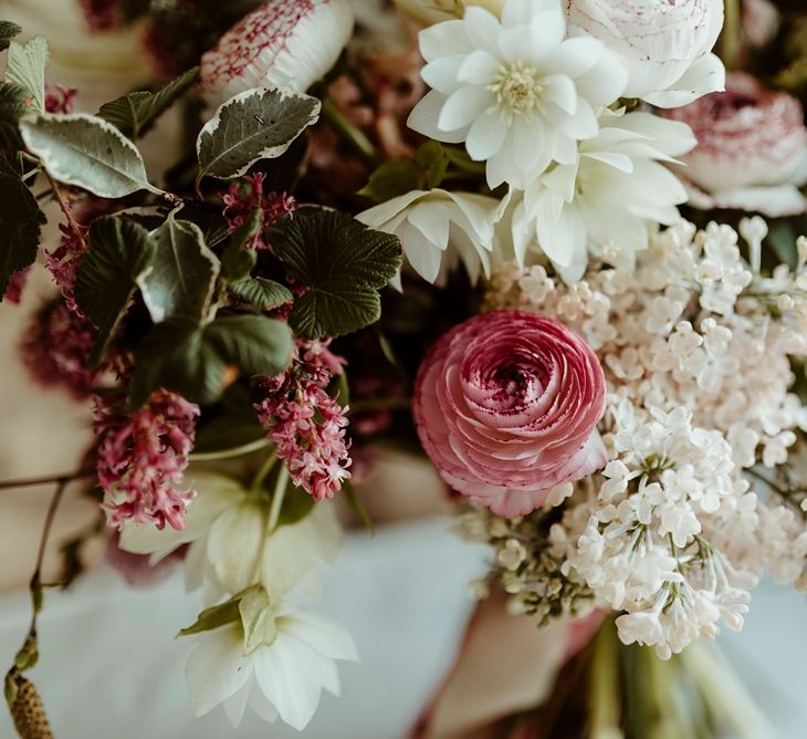 Pink, White &amp; Green Spring Bridal Bouquet | Classical Springtime Romance Inspiration at Butley Priory by Brown Birds Weddings | Jess Soper Photography