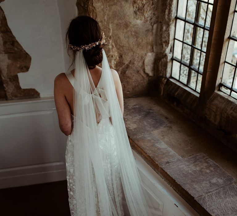 Bride in Half Penny London Gown &amp; Veil | Classical Springtime Romance Inspiration at Butley Priory by Brown Birds Weddings | Jess Soper Photography