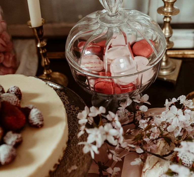 Macaroons | Blush Pink Dessert Table | Classical Springtime Romance Inspiration at Butley Priory by Brown Birds Weddings | Jess Soper Photography