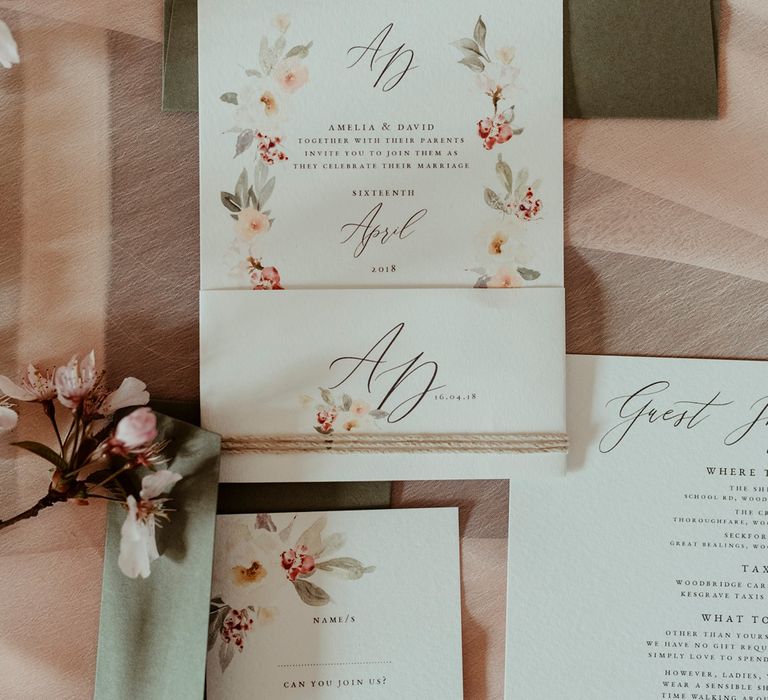 Romantic Woodland Invites Wedding Stationery | Classical Springtime Romance Inspiration at Butley Priory by Brown Birds Weddings | Jess Soper Photography