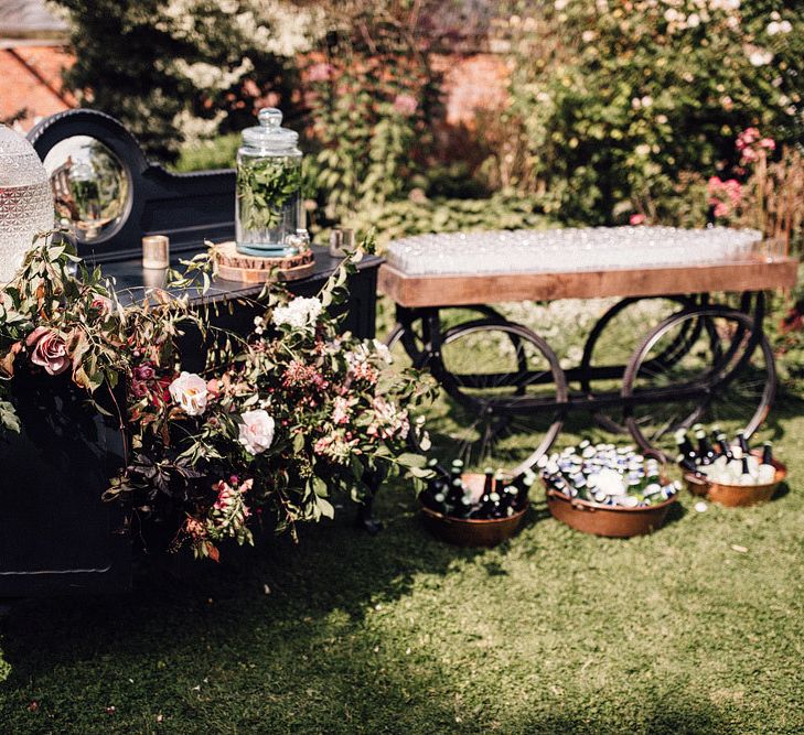 Rustic wedding decor at Dewsall Court