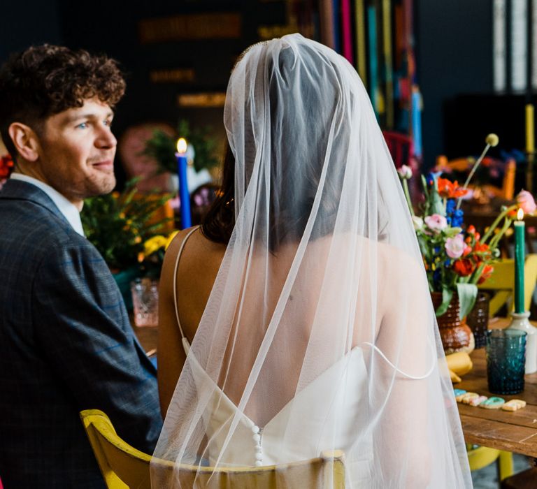 Sheer wedding veil