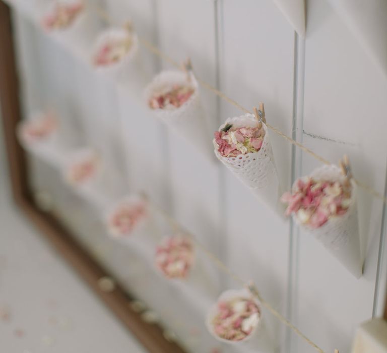 DIY wedding confetti cones and pink and white confetti | Confetti Cone Station Tutorial