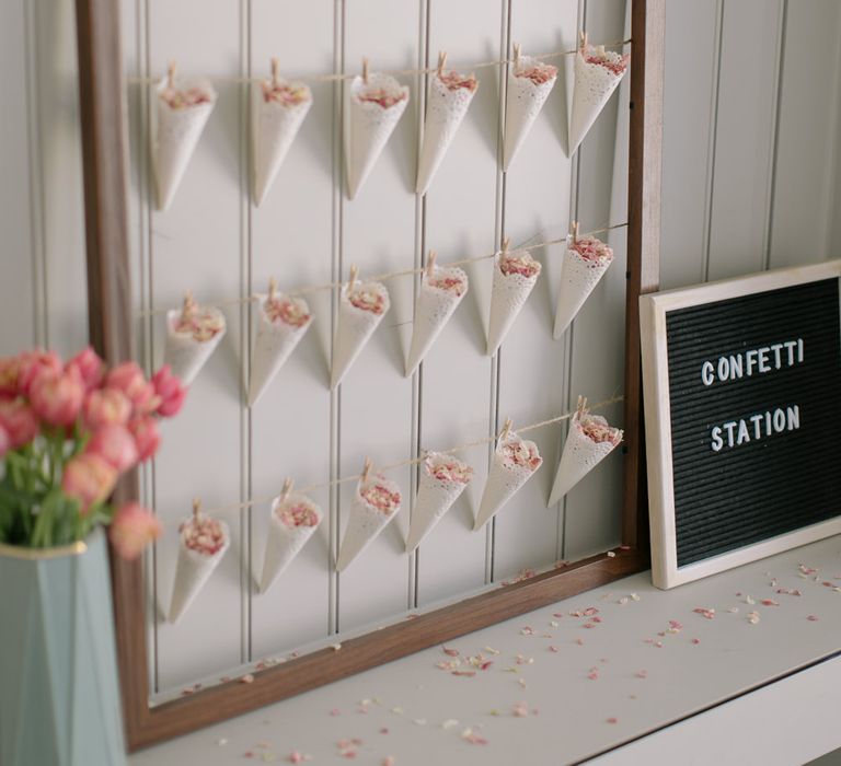 Confetti Cone Station with pink confetti