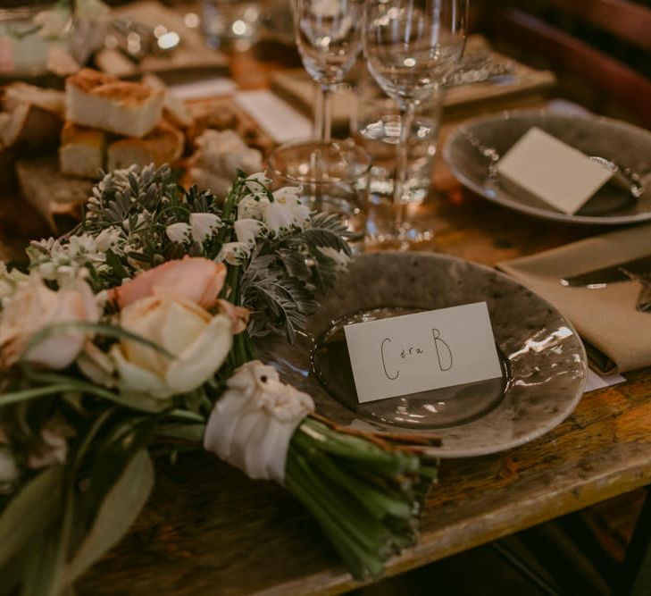 Relaxed Dining For Wedding // Minimalist Wedding Dress By Bon Bride // Brixton East Wedding // Chris Adnitt Events // Millar Cole Photography // Basque Country Style Catering For Wedding