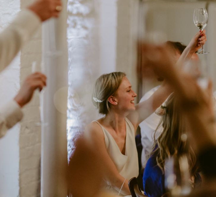 Minimalist Wedding Dress By Bon Bride // Brixton East Wedding // Chris Adnitt Events // Millar Cole Photography // Basque Country Style Catering For Wedding