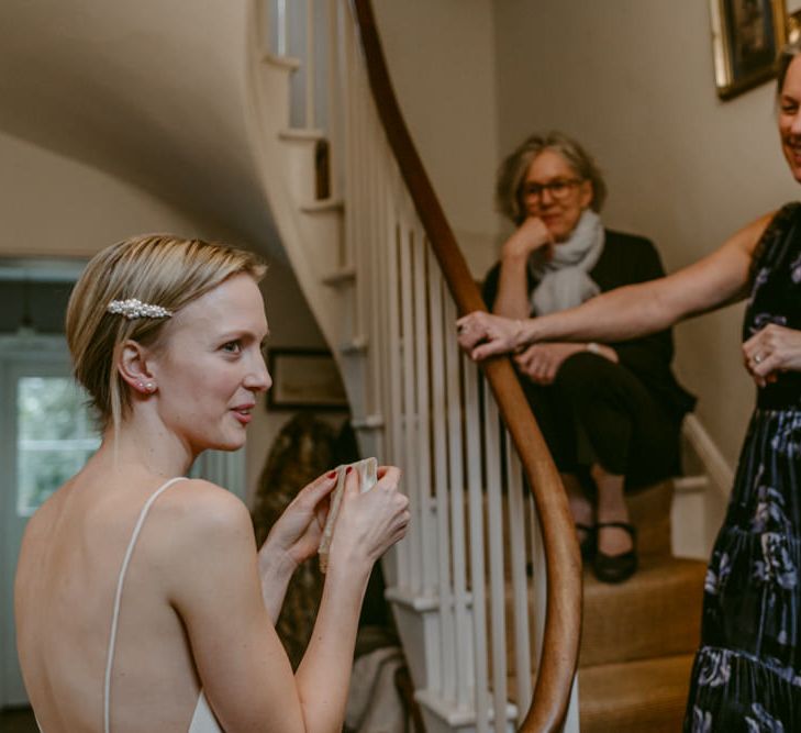 Minimalist Wedding Dress By Bon Bride // Brixton East Wedding // Chris Adnitt Events // Millar Cole Photography // Basque Country Style Catering For Wedding