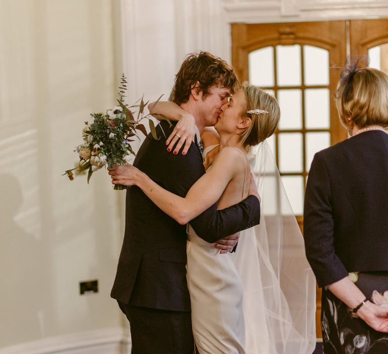 Minimalist Wedding Dress By Bon Bride // Brixton East Wedding // Chris Adnitt Events // Millar Cole Photography // Basque Country Style Catering For Wedding