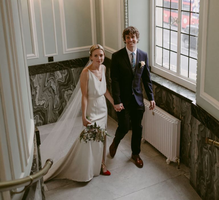 Minimalist Wedding Dress By Bon Bride // Brixton East Wedding // Chris Adnitt Events // Millar Cole Photography // Basque Country Style Catering For Wedding