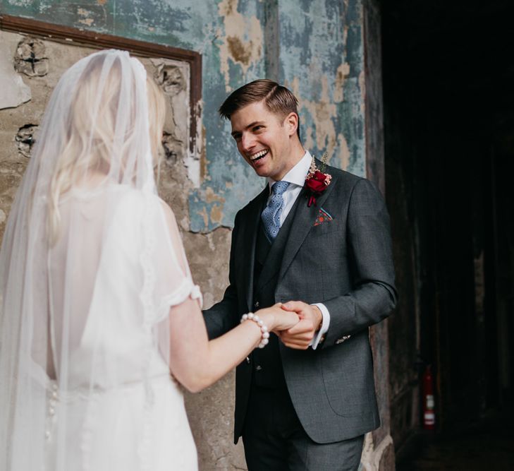 Bride and grooms first look at reception in London