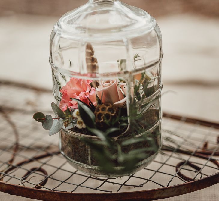 Foliage, Coral Flowers &amp; Pheasant Feather Wedding Flowers | Country Boho Inspiration in the Woodlands of Happy Valley Norfolk | Cara Zagni Photography