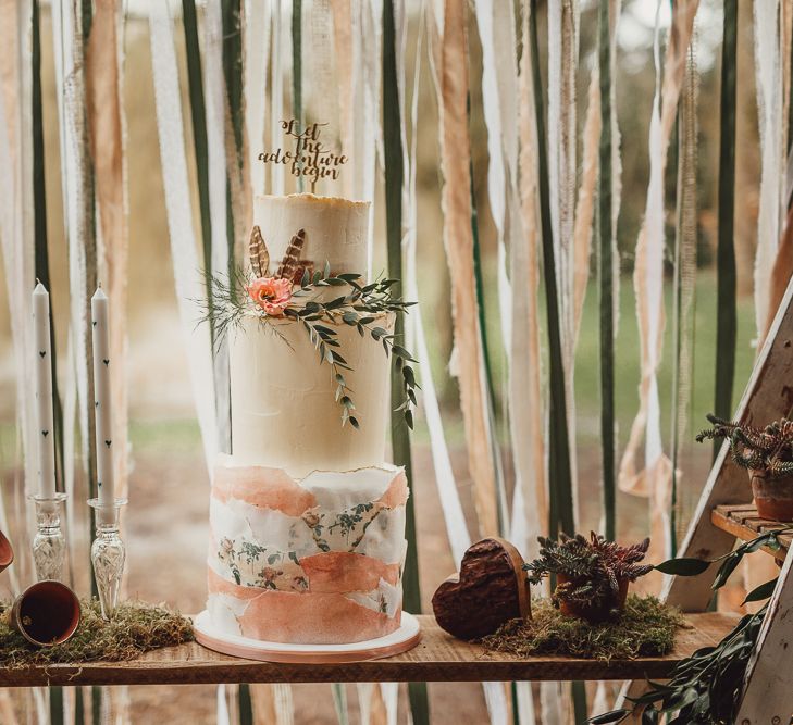 Ellie’s Cakery Wedding Cake | Rustic Luxe Wedding Decor from Little Jem | Country Boho Inspiration in the Woodlands of Happy Valley Norfolk | Cara Zagni Photography