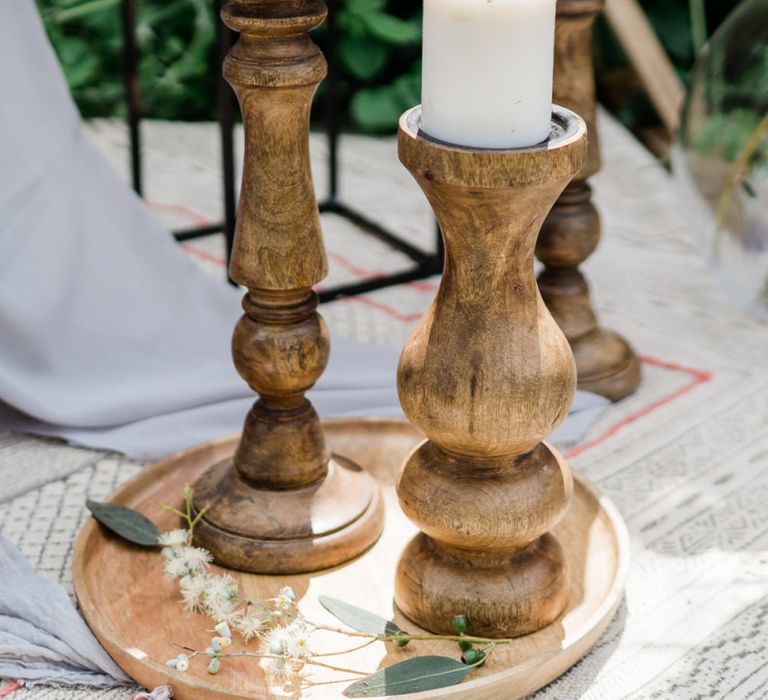 Wooden Church Candlesticks Wedding Decor