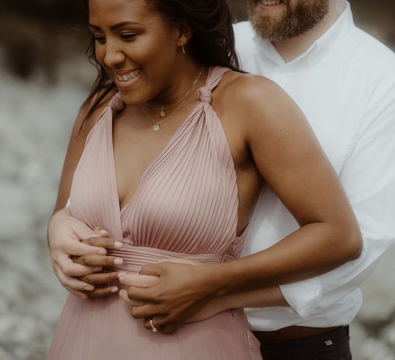 engagement shoot portraits on the beach in Cornwall