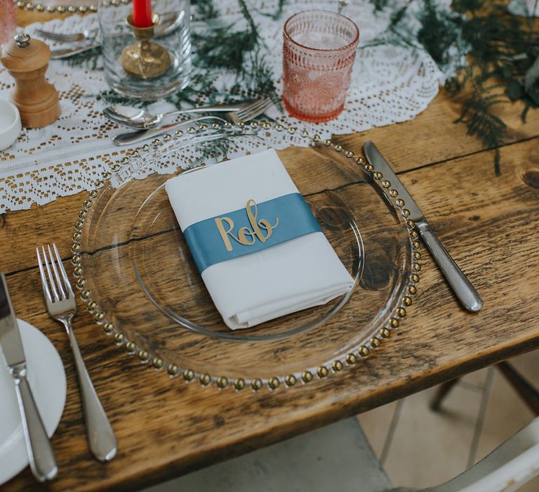 Clear Charger Plate For Wedding // Vow Renewal At Doddington Hall With Bride In Alan Hannah With Brightly Coloured Florals And Images From Magda K Photography