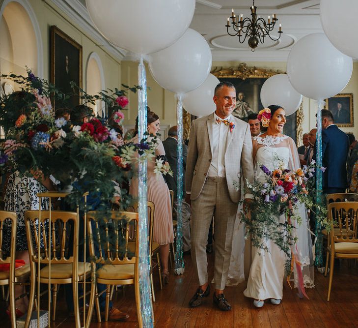 Vow Renewal At Doddington Hall With Bride In Alan Hannah With Brightly Coloured Florals And Images From Magda K Photography