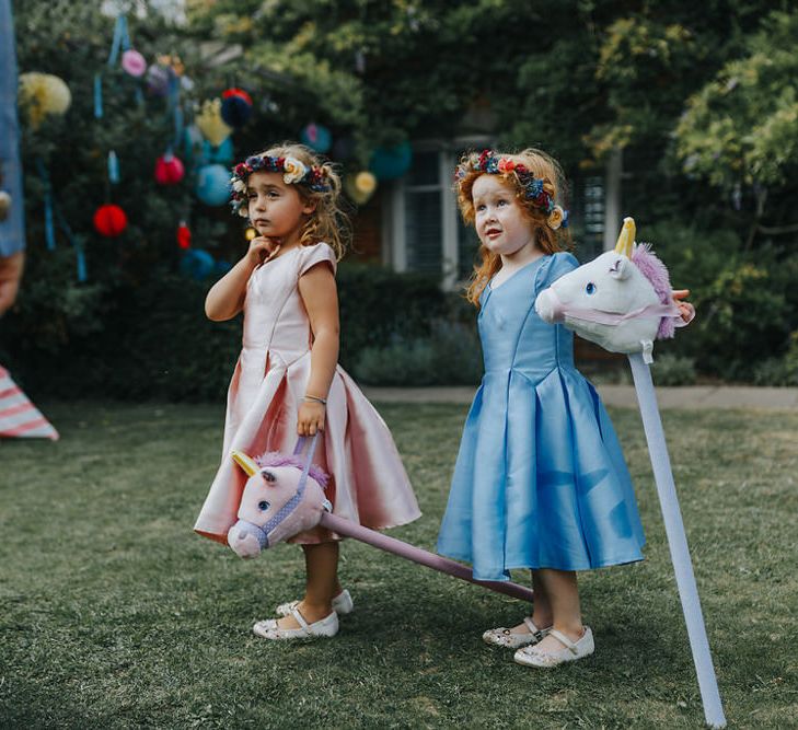 Children At Wedding // Vow Renewal At Doddington Hall With Bride In Alan Hannah With Brightly Coloured Florals And Images From Magda K Photography