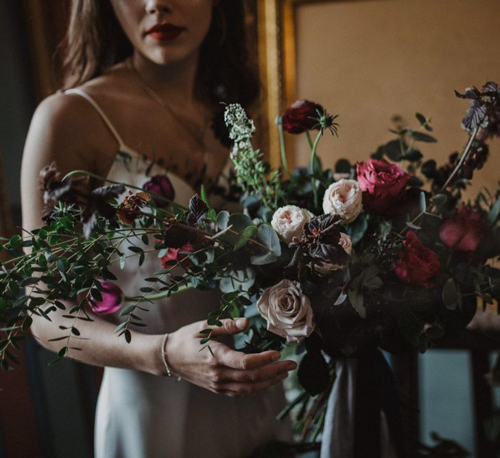 Oversized Bridal Bouquet | Dark Opulence Inspiration at Anstey Hall, Cambridgeshire Styled by Mia Sylvia | Camilla Andrea Photography