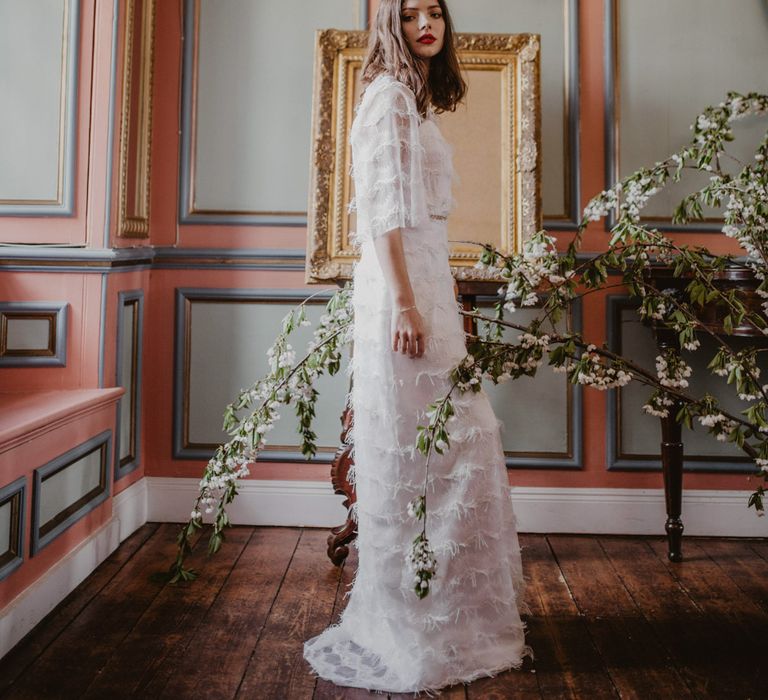 Bride in River Elliot Bridal Gown | Dark Opulence Inspiration at Anstey Hall, Cambridgeshire Styled by Mia Sylvia | Camilla Andrea Photography