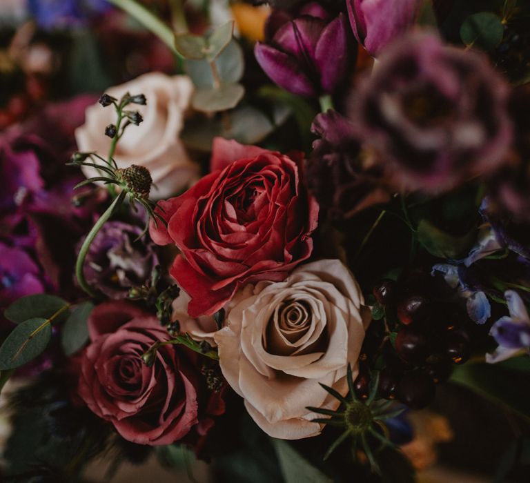 Deep Red, Plum &amp; Purple Wedding Flowers  | Dark Opulence Inspiration at Anstey Hall, Cambridgeshire Styled by Mia Sylvia | Camilla Andrea Photography