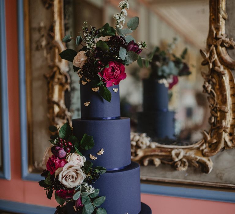 Black Wedding Cake by Couture Cakes by Katie Sanderson  | Dark Opulence Inspiration at Anstey Hall, Cambridgeshire Styled by Mia Sylvia | Camilla Andrea Photography