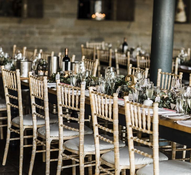 Reception Table Decor with Greenery Garland Centrepiece