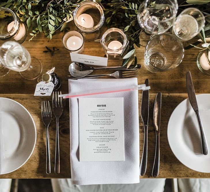 Place Setting with Napkin and Menu Card